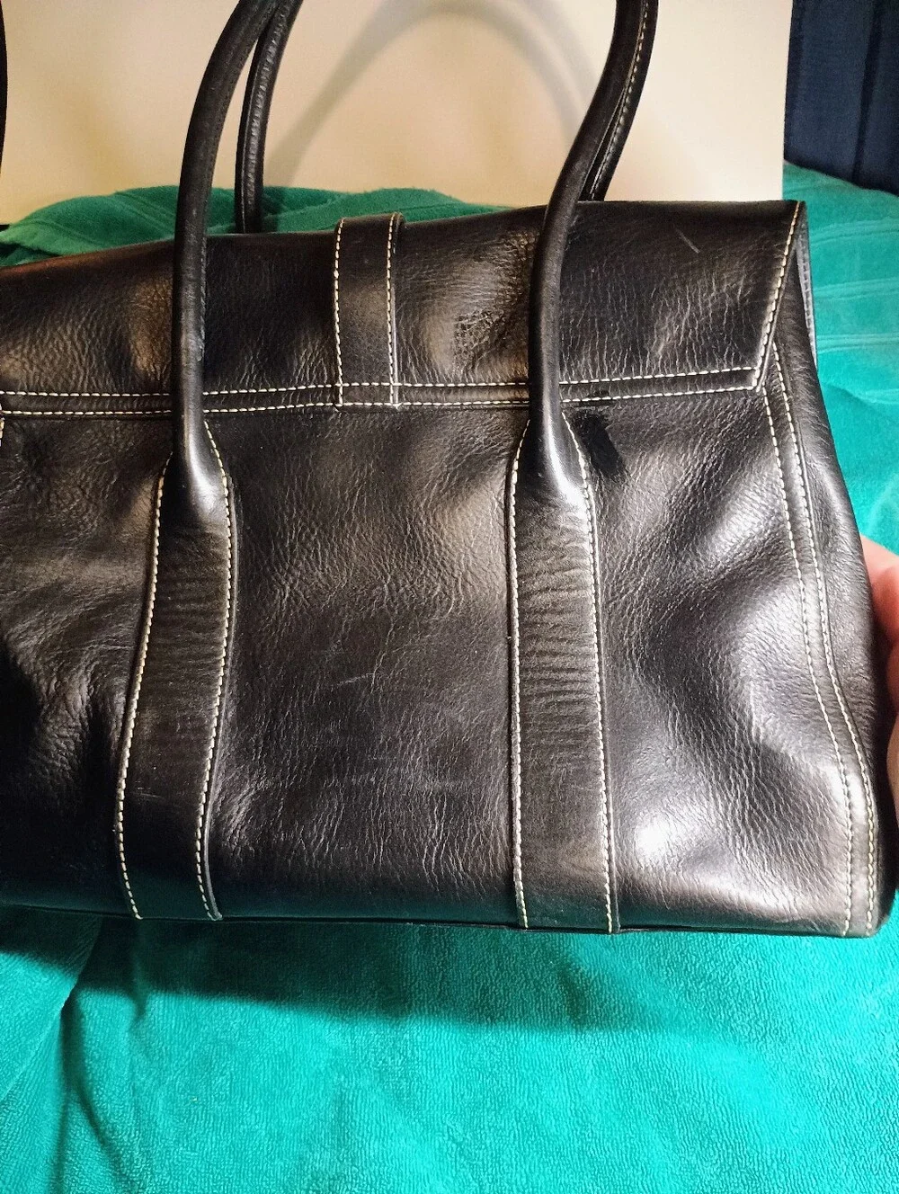 Dooney & Bourke Black Medium Priscilla Tumbled Leather Messenger Satchel